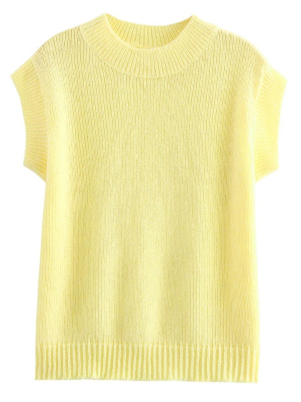 Yellow Knit Sweater Vest-[Adult]-[Female]-2022 Online Blue Zone Planet