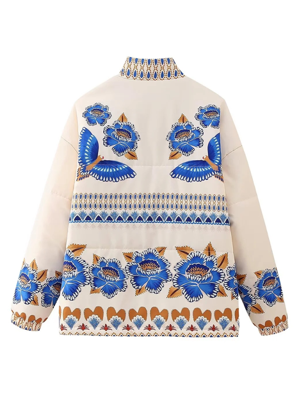 Floral Positioning Printed Cotton Jacket-[Adult]-[Female]-2022 Online Blue Zone Planet