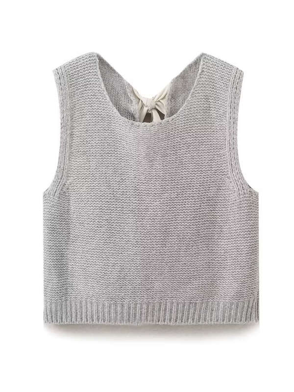 New Fashion Vest Bow Tie Sweater Vest-[Adult]-[Female]-2022 Online Blue Zone Planet