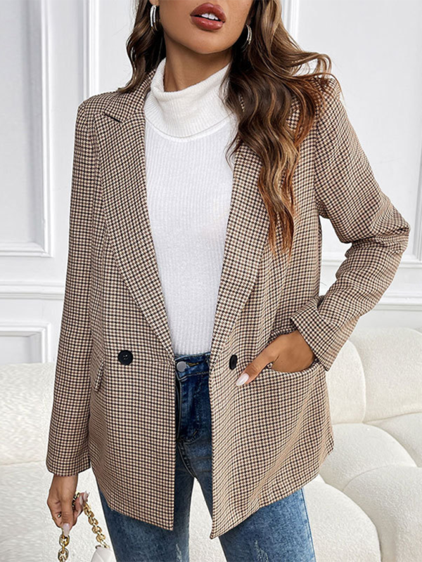 New Casual Buttoned Lapel Long Sleeve Blazer with Pockets-[Adult]-[Female]-2022 Online Blue Zone Planet