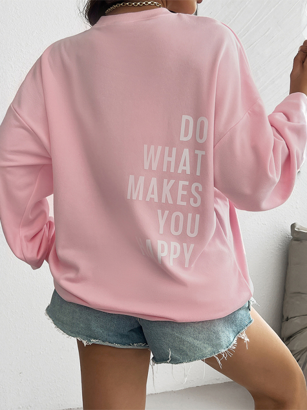 Blue Zone Planet | Letter Printed Casual Loose Long Sleeve Sweatshirt-TOPS / DRESSES-[Adult]-[Female]-2022 Online Blue Zone Planet