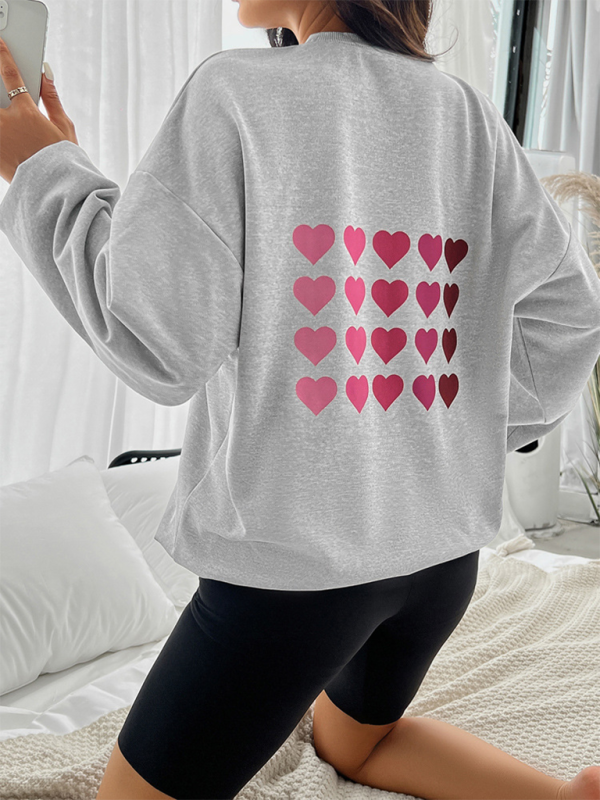 Blue Zone Planet | Valentine's Day Love Print Casual Loose Long Sleeve Sweatshirt-TOPS / DRESSES-[Adult]-[Female]-2022 Online Blue Zone Planet