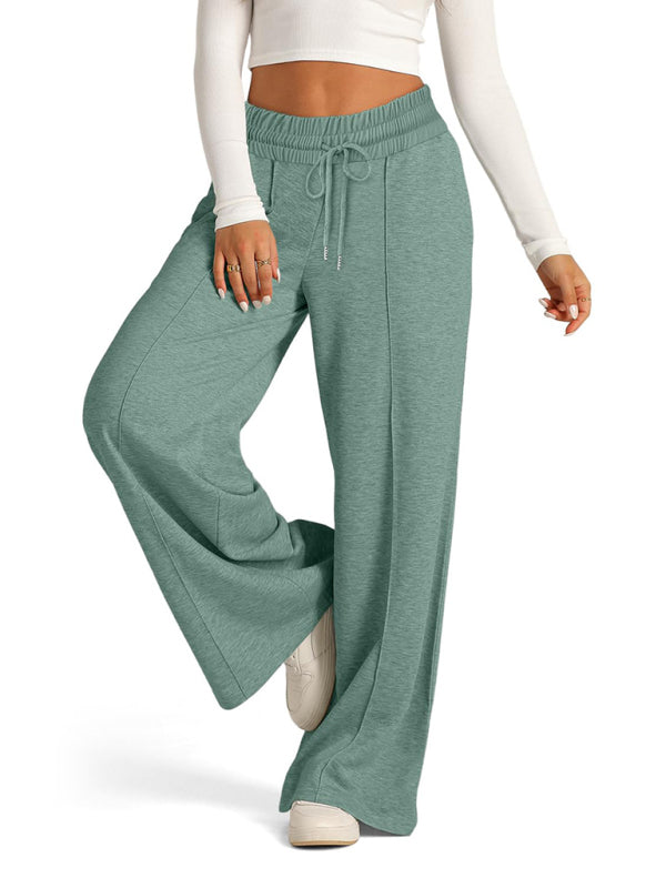 Cara's Tie-Dye Solid Color Wide Leg Pants-BOTTOMS SIZES SMALL MEDIUM LARGE-[Adult]-[Female]-Green-S-2022 Online Blue Zone Planet