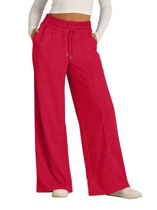 Cara's Tie-Dye Solid Color Wide Leg Pants-BOTTOMS SIZES SMALL MEDIUM LARGE-[Adult]-[Female]-Red-S-2022 Online Blue Zone Planet