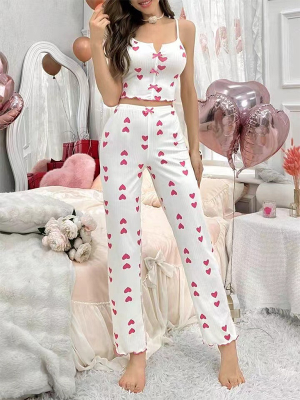 Cindy's Love Print See-through Rear Mesh Pajama Set-TOPS / DRESSES-[Adult]-[Female]-2022 Online Blue Zone Planet