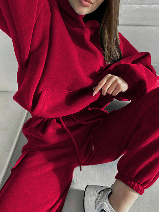 Sports Casual Sweater Outfit Set-TOPS / DRESSES-[Adult]-[Female]-Red-S-2022 Online Blue Zone Planet