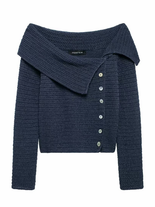 Street Fashion One Neck Sweater Knit Top-[Adult]-[Female]-Champlain color-S-2022 Online Blue Zone Planet