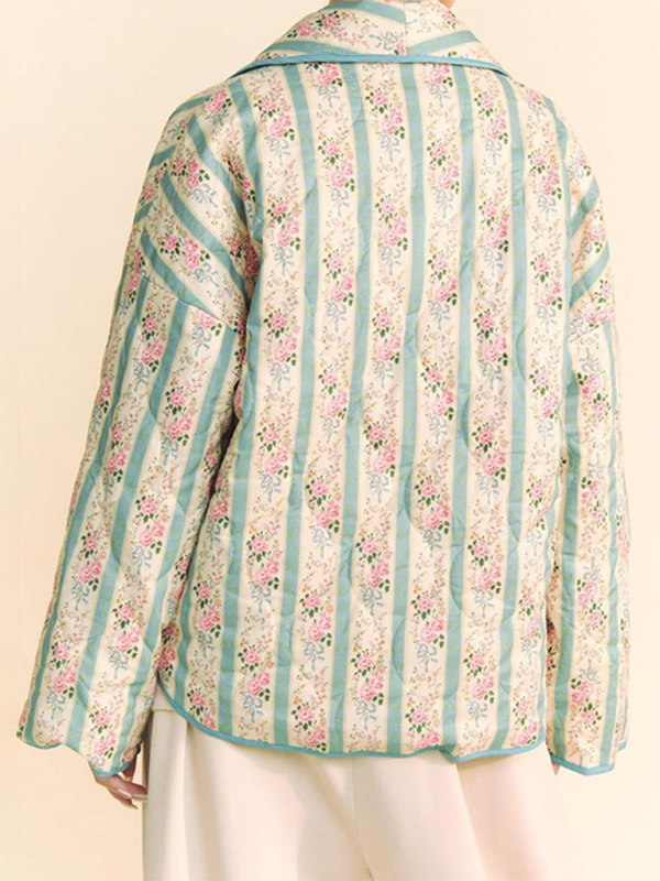 fashionable temperament striped printed loose cotton coat jacket-[Adult]-[Female]-2022 Online Blue Zone Planet