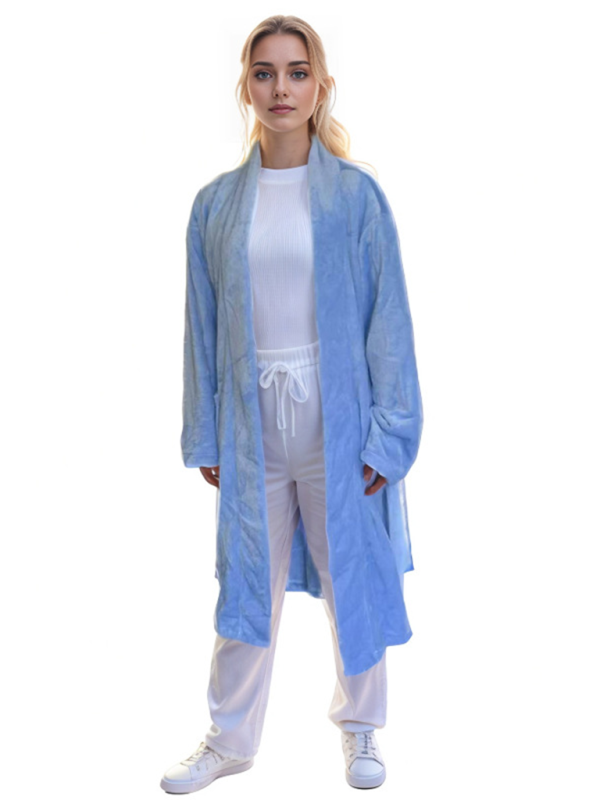 Blue Zone Planet | V-neck robe homewear simple leisure home pajamas robe-TOPS / DRESSES-[Adult]-[Female]-Blue-S-2022 Online Blue Zone Planet