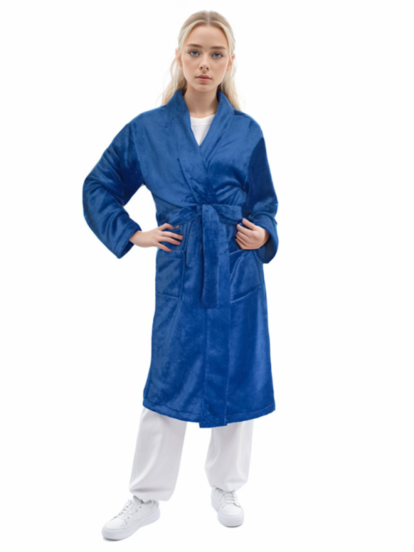 Blue Zone Planet | V-neck robe homewear simple leisure home pajamas robe-TOPS / DRESSES-[Adult]-[Female]-2022 Online Blue Zone Planet