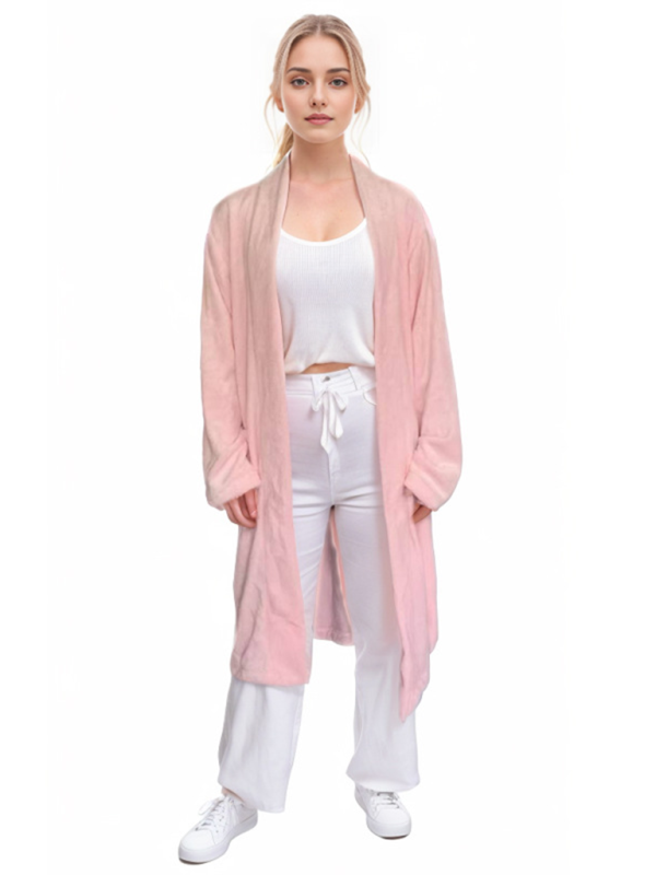 Blue Zone Planet | V-neck robe homewear simple leisure home pajamas robe-TOPS / DRESSES-[Adult]-[Female]-Pink-S-2022 Online Blue Zone Planet