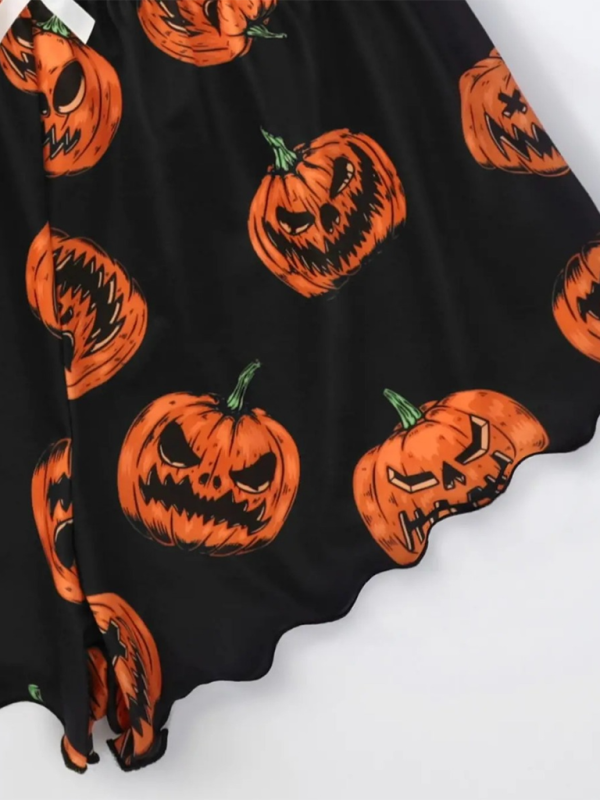 Blue Zone Planet | Halloween Pumpkin Print Sleeveless Camisole Top Shorts Homewear Pajama Set-TOPS / DRESSES-[Adult]-[Female]-2022 Online Blue Zone Planet