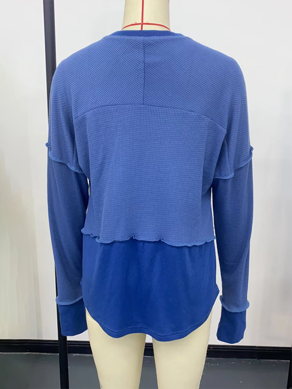 Solid Color Long Sleeve Loose Top-TOPS / DRESSES-[Adult]-[Female]-2022 Online Blue Zone Planet