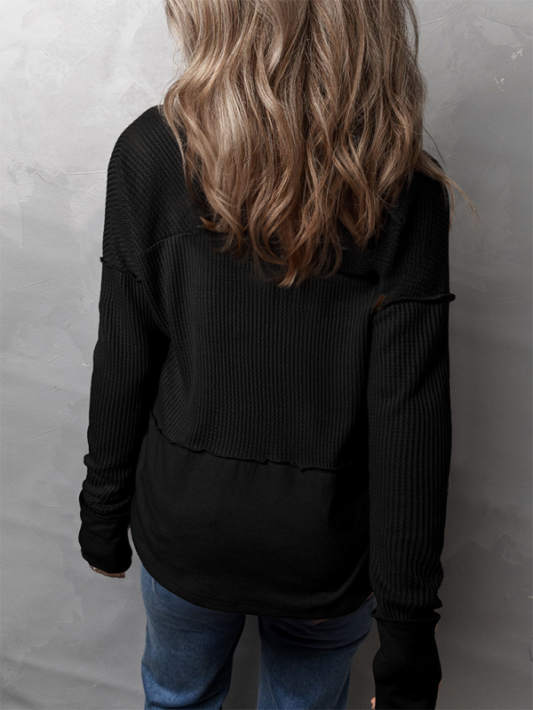 Solid Color Long Sleeve Loose Top-TOPS / DRESSES-[Adult]-[Female]-2022 Online Blue Zone Planet