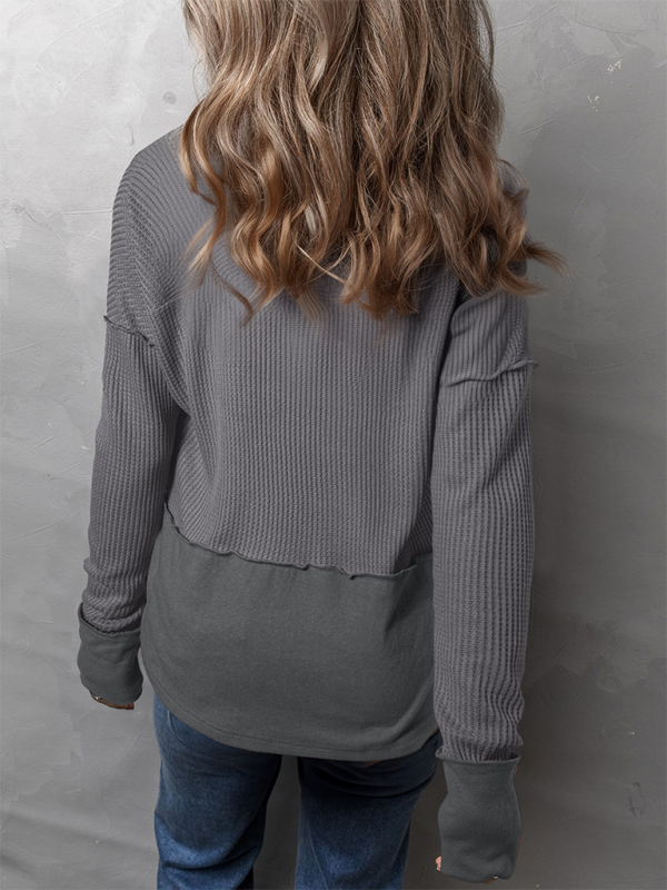 Solid Color Long Sleeve Loose Top-TOPS / DRESSES-[Adult]-[Female]-2022 Online Blue Zone Planet