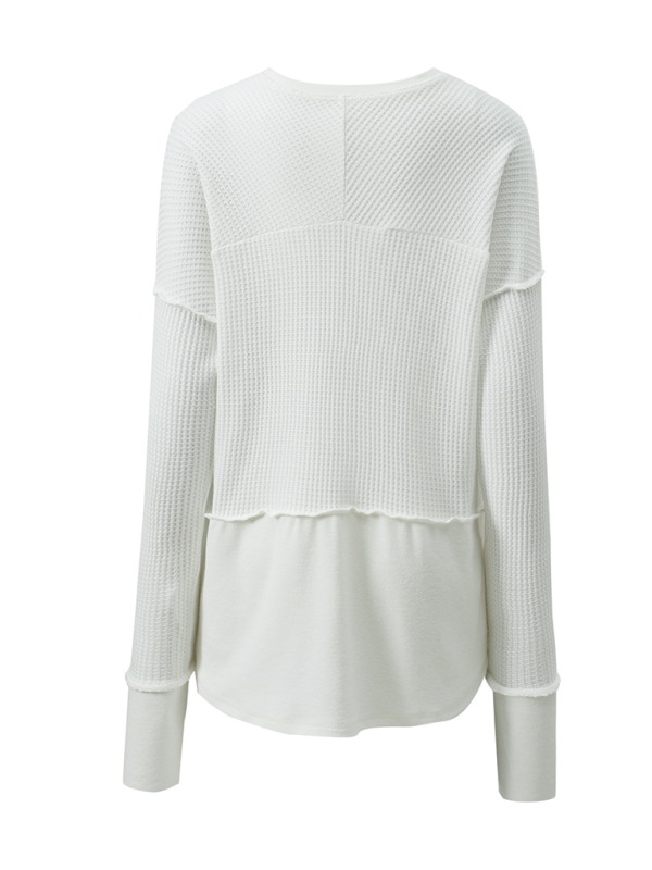 Solid Color Long Sleeve Loose Top-TOPS / DRESSES-[Adult]-[Female]-2022 Online Blue Zone Planet
