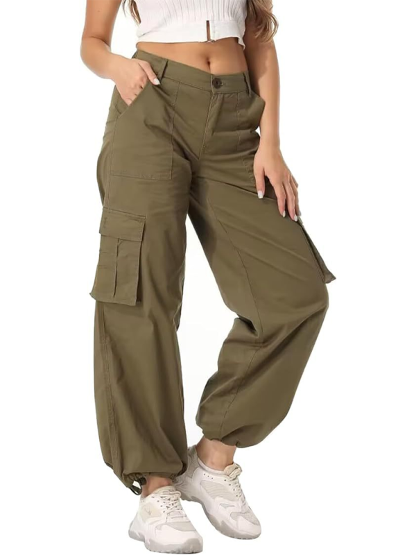 New Women's Loose Casual Wide Leg High Waist Pocket Workwear Straight Leg Pants-[Adult]-[Female]-2022 Online Blue Zone Planet