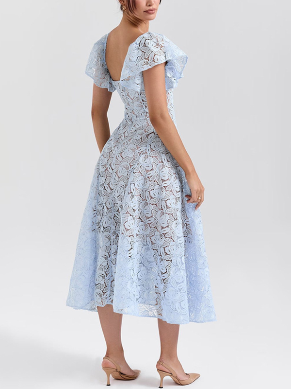 New Lace Ruffle Sleeve Dresses-[Adult]-[Female]-2022 Online Blue Zone Planet