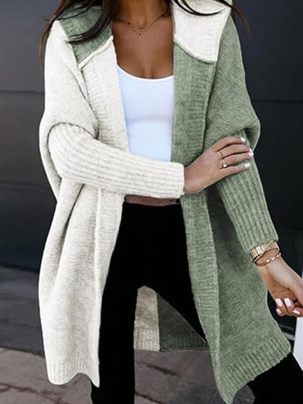 Women's Fashion Open Cardigan Hooded Loose Knitted Sweater-[Adult]-[Female]-2022 Online Blue Zone Planet