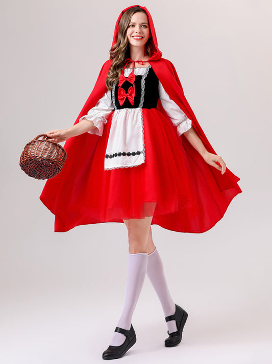 Blue Zone Planet | Halloween role-playing fairy tale COS Little Red Riding Hood and the Wolf drama costume performance clothing-TOPS / DRESSES-[Adult]-[Female]-Red-S-2022 Online Blue Zone Planet