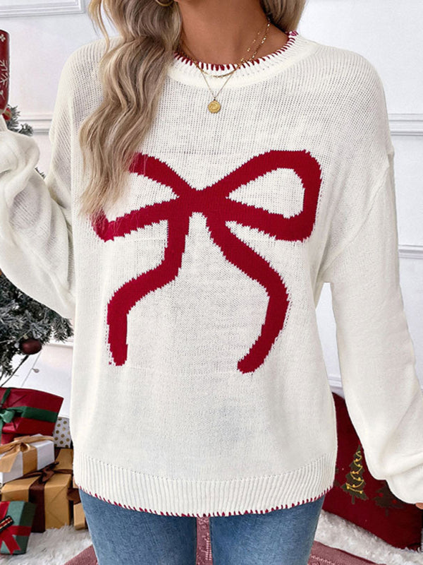 Loose Long Sleeve Crewneck Christmas Sweater-[Adult]-[Female]-2022 Online Blue Zone Planet