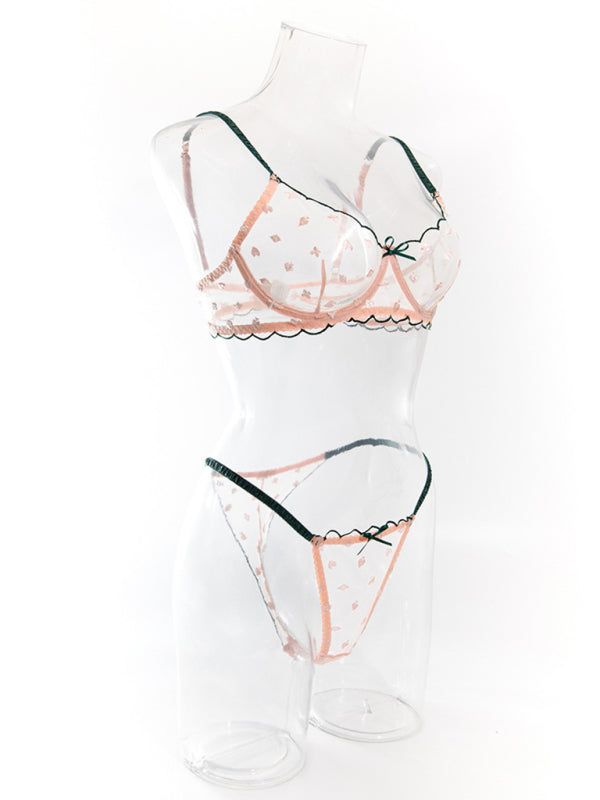 Blue Zone Planet | bra set with playing card pattern embroidery, transparent lace, underwire, gathered Underwear set-[Adult]-[Female]-2022 Online Blue Zone Planet