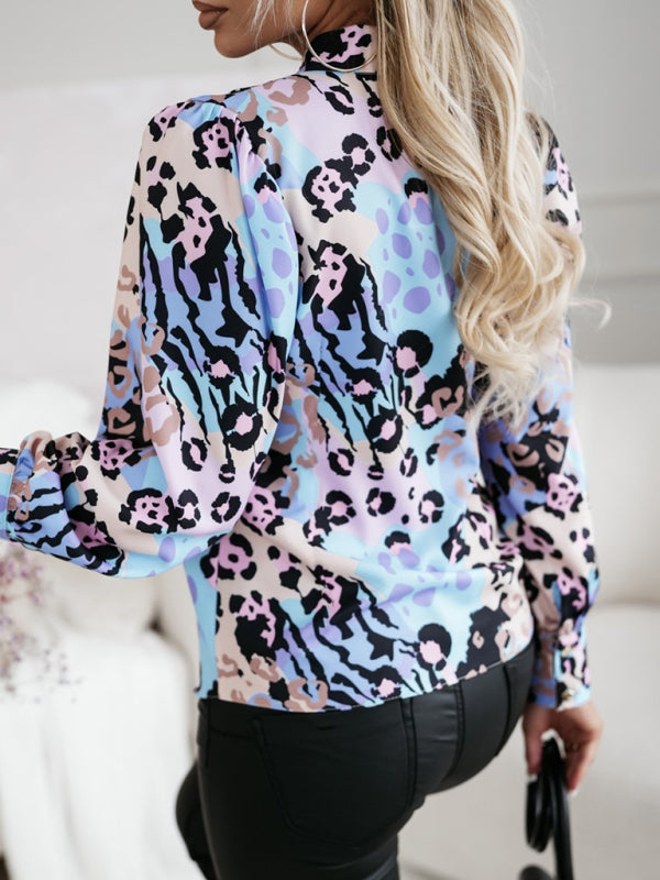 New Printed Long Sleeve V-Neck Shirt-[Adult]-[Female]-2022 Online Blue Zone Planet