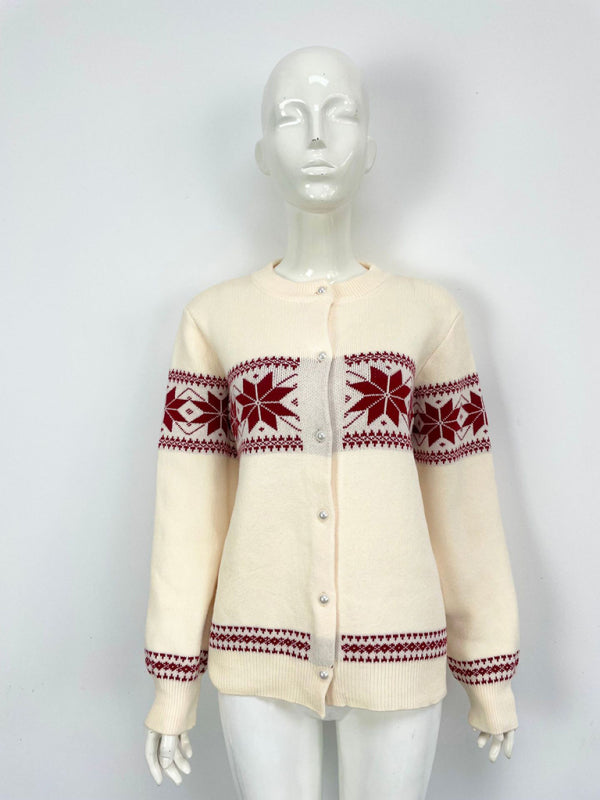 Snowflake Christmas Cardigan Sweater Single Breasted Jacket-[Adult]-[Female]-2022 Online Blue Zone Planet