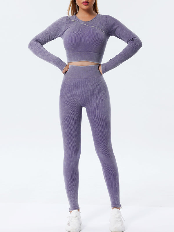 Blue Zone Planet | Bottom leg zipper leggings high waisted yoga pants-[Adult]-[Female]-2022 Online Blue Zone Planet