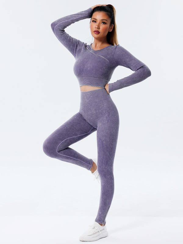 Blue Zone Planet | Bottom leg zipper leggings high waisted yoga pants-[Adult]-[Female]-2022 Online Blue Zone Planet