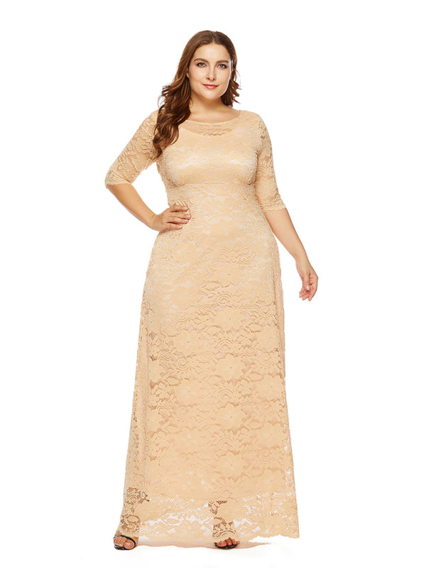 Blue Zone Planet | Laura's Plus Size Elegant Lace Maxi Dress-TOPS / DRESSES-[Adult]-[Female]-2022 Online Blue Zone Planet