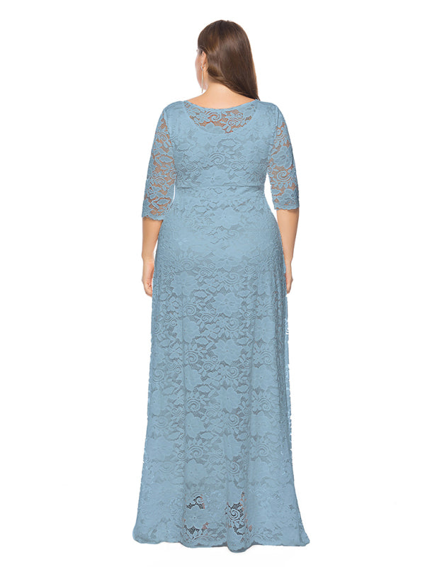 Blue Zone Planet | Laura's Plus Size Elegant Lace Maxi Dress-TOPS / DRESSES-[Adult]-[Female]-2022 Online Blue Zone Planet