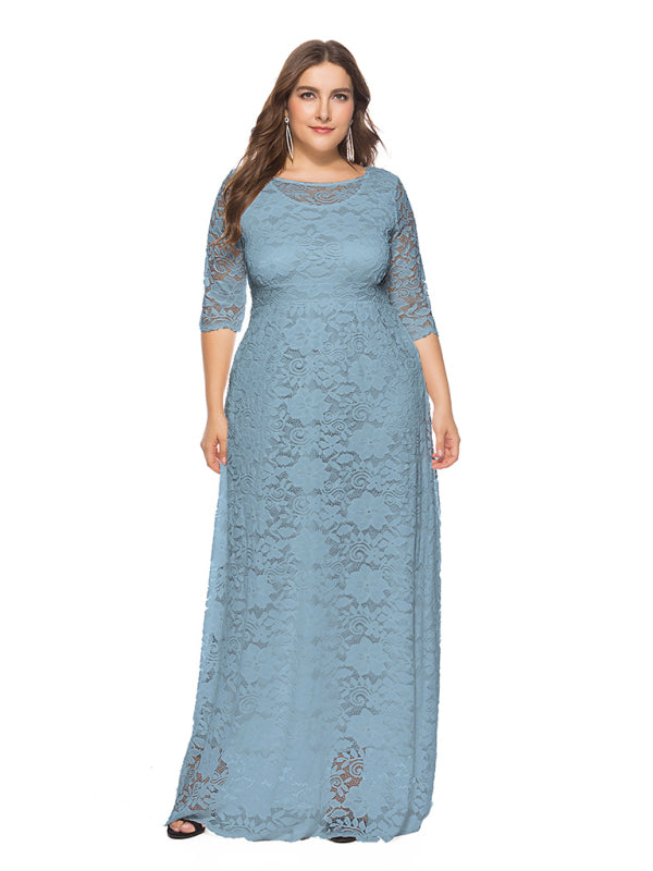 Blue Zone Planet | Laura's Plus Size Elegant Lace Maxi Dress-TOPS / DRESSES-[Adult]-[Female]-2022 Online Blue Zone Planet