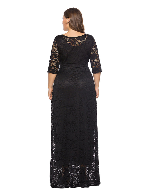 Blue Zone Planet | Laura's Plus Size Elegant Lace Maxi Dress-TOPS / DRESSES-[Adult]-[Female]-2022 Online Blue Zone Planet