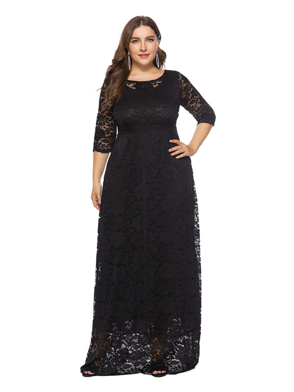 Blue Zone Planet | Laura's Plus Size Elegant Lace Maxi Dress-TOPS / DRESSES-[Adult]-[Female]-2022 Online Blue Zone Planet