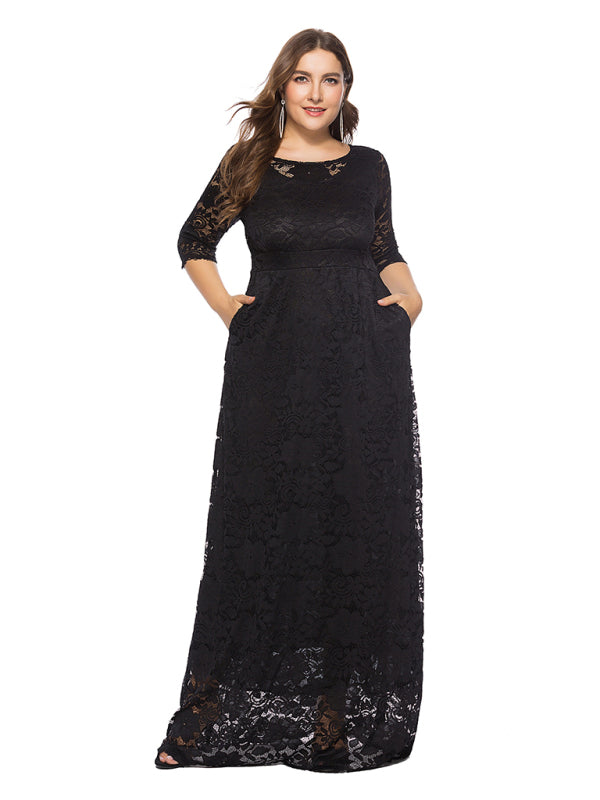 Blue Zone Planet | Laura's Plus Size Elegant Lace Maxi Dress-TOPS / DRESSES-[Adult]-[Female]-2022 Online Blue Zone Planet