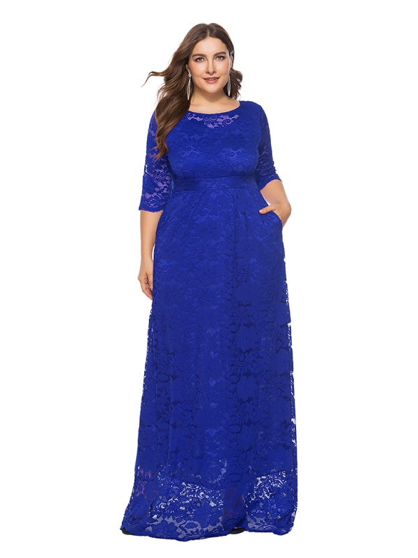 Blue Zone Planet | Laura's Plus Size Elegant Lace Maxi Dress-TOPS / DRESSES-[Adult]-[Female]-2022 Online Blue Zone Planet