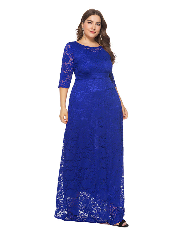 Blue Zone Planet | Laura's Plus Size Elegant Lace Maxi Dress-TOPS / DRESSES-[Adult]-[Female]-2022 Online Blue Zone Planet