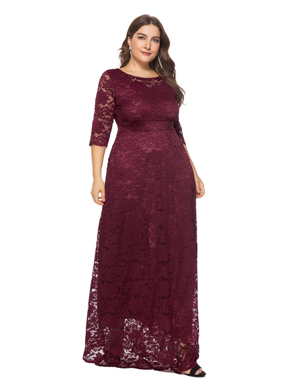 Blue Zone Planet | Laura's Plus Size Elegant Lace Maxi Dress-TOPS / DRESSES-[Adult]-[Female]-2022 Online Blue Zone Planet