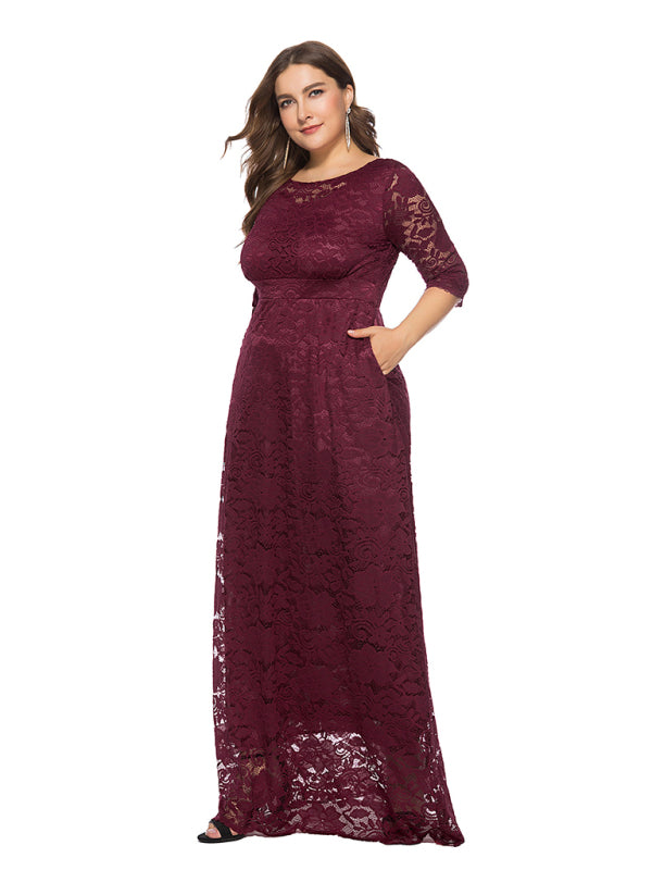 Blue Zone Planet | Laura's Plus Size Elegant Lace Maxi Dress-TOPS / DRESSES-[Adult]-[Female]-2022 Online Blue Zone Planet