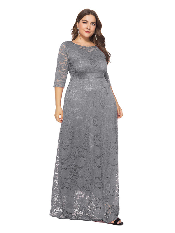 Blue Zone Planet | Laura's Plus Size Elegant Lace Maxi Dress-TOPS / DRESSES-[Adult]-[Female]-2022 Online Blue Zone Planet