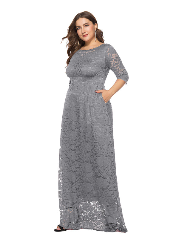 Blue Zone Planet | Laura's Plus Size Elegant Lace Maxi Dress-TOPS / DRESSES-[Adult]-[Female]-2022 Online Blue Zone Planet