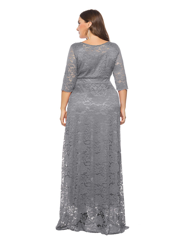 Blue Zone Planet | Laura's Plus Size Elegant Lace Maxi Dress-TOPS / DRESSES-[Adult]-[Female]-2022 Online Blue Zone Planet