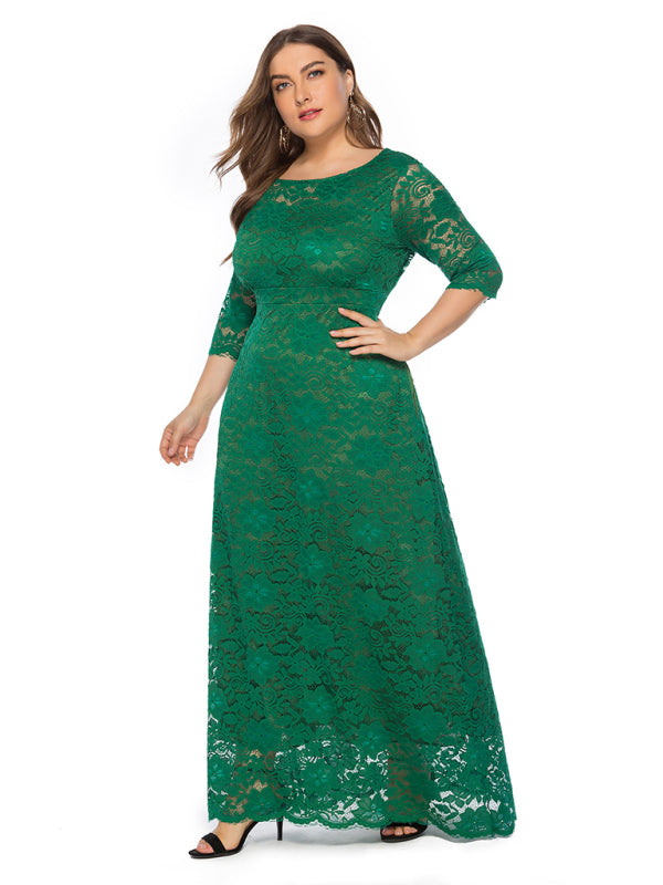 Blue Zone Planet | Laura's Plus Size Elegant Lace Maxi Dress-TOPS / DRESSES-[Adult]-[Female]-2022 Online Blue Zone Planet