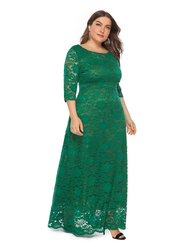 Blue Zone Planet | Laura's Plus Size Elegant Lace Maxi Dress-TOPS / DRESSES-[Adult]-[Female]-2022 Online Blue Zone Planet