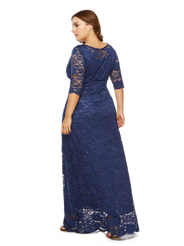 Blue Zone Planet | Laura's Plus Size Elegant Lace Maxi Dress-TOPS / DRESSES-[Adult]-[Female]-2022 Online Blue Zone Planet