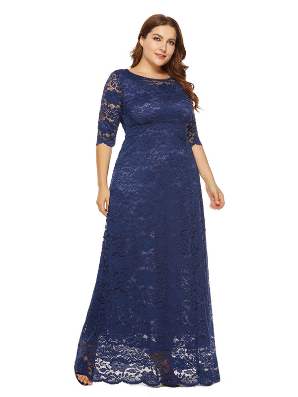 Blue Zone Planet | Laura's Plus Size Elegant Lace Maxi Dress-TOPS / DRESSES-[Adult]-[Female]-2022 Online Blue Zone Planet