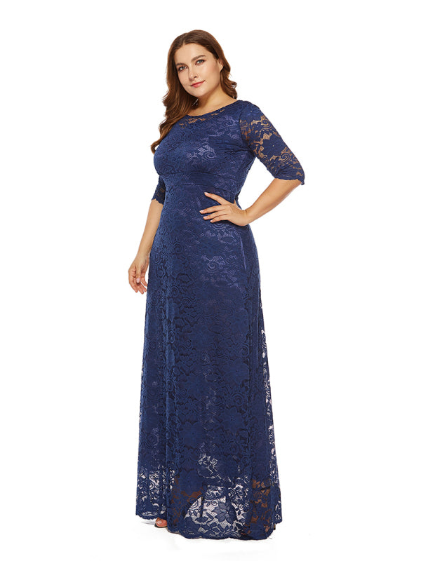 Blue Zone Planet | Laura's Plus Size Elegant Lace Maxi Dress-TOPS / DRESSES-[Adult]-[Female]-2022 Online Blue Zone Planet