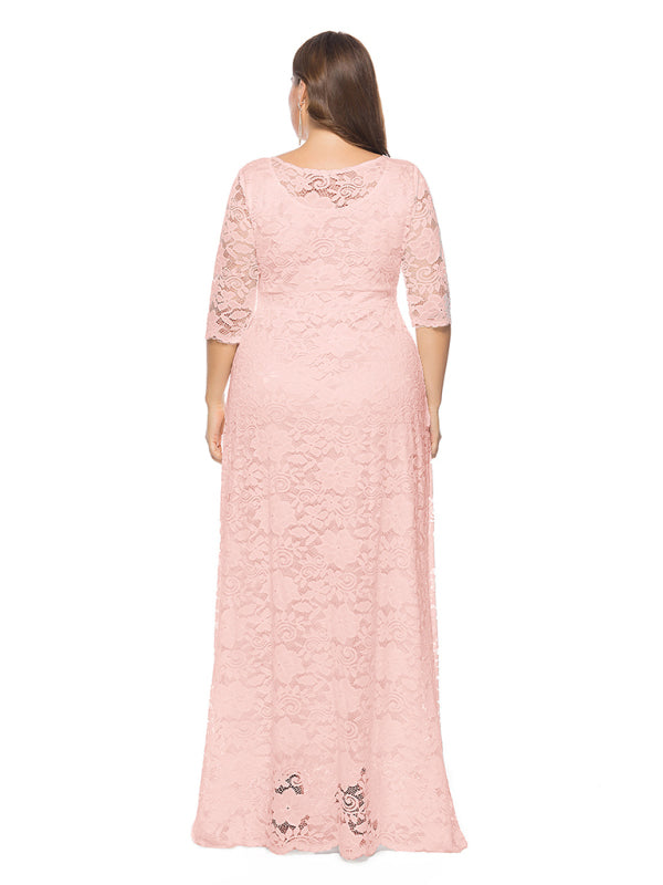 Blue Zone Planet | Laura's Plus Size Elegant Lace Maxi Dress-TOPS / DRESSES-[Adult]-[Female]-2022 Online Blue Zone Planet