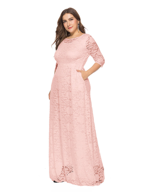 Blue Zone Planet | Laura's Plus Size Elegant Lace Maxi Dress-TOPS / DRESSES-[Adult]-[Female]-2022 Online Blue Zone Planet